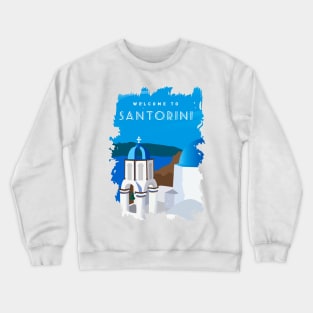 Santorini, Greece - retro travel poster Crewneck Sweatshirt